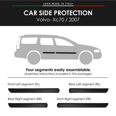 Image de Baguettes latérales de pare-chocs pour Volvo XC70 2007 avec autocollant double face 3M