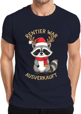 Produktbild von Rentier war t Waschbär Weihnachten Geschenk lustig Herren T-Shirt, Navy, XL
