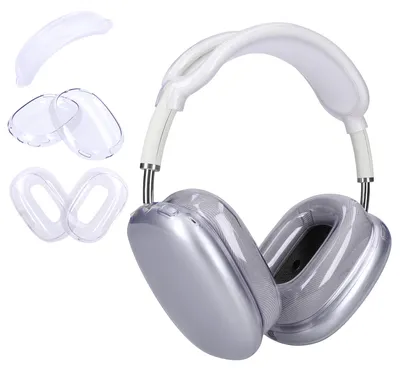 Produktbild von kwmobile 3in1 Kopfhörer Cover kompatibel mit Apple AirPods Max Hülle - TPU Ohrhörer Schutzhülle - 360° Headphone Case - Transparent Lavendel