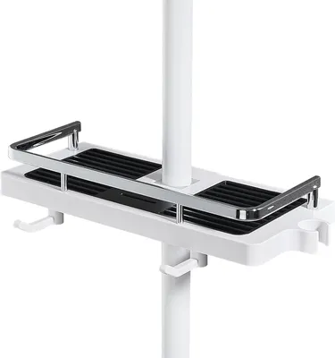 Imagen del producto de Soporte para barra de ducha, multifuncional, de 21-25 mm, con dos ganchos, para el baño