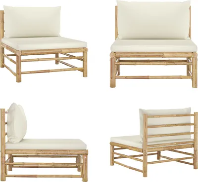 Produktbild von vidaXL Garten Mittelsofa mit Kissen Cremeweiß Bambus - Mittelsofa - Mittelsofas - Sofa-Mittelstück - Sofa-Mittelstücke