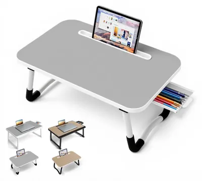 Image de Tablette portable pour ordinateur portable et petit-déjeuner - Gris - 48x30 cm