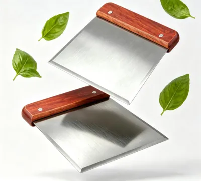 Produktbild von 2 Stück Teigkarte Edelstahl 15cm mit Holzgriff,Teigschneider zum Brotbacken,für sauberes Arbeiten