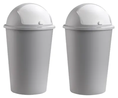 Produktbild von Abfalleimer - 50 Liter - Ø 40 cm - Weiß - Betongrau - Kunststoff - 2er Set