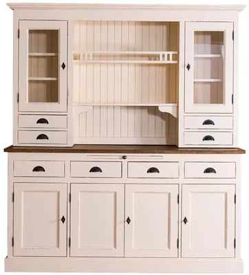 Produktbild von Casa Padrino Landhausstil Küchenschrank Antik Cremefarben / Braun 179 x 50 x H. 197 cm - 2 Teiliger Shabby Chic Küchenschrank mit 6 Türen und 8 Schubladen
