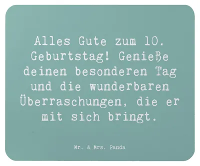 Produktbild von Mr. & Mrs. Panda Mauspad Spruch 10. Geburtstag Freude - Meeresbrise - Geschenk, Herzlichen Glückwunsch, Mousepad, Alles Gute zum, Alter, unvergesslicher, laptop