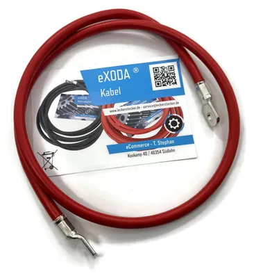 Imagen del producto de Cable de batería de 35 mm², 100 cm, cable de cobre para corriente con terminales de anillo M8, color rojo, 12V, cable para vehículos