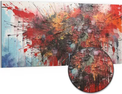 Produktbild von DEQOART Hybrid Leinwand Bild 100x50 cm 'Chaotische Schönheit' Wandbild Glas flach modern