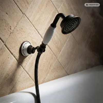 Produktbild von PaulGurkes schwarzes Retro Handbrausenset Nostalgie Brausehalter Duschkopf