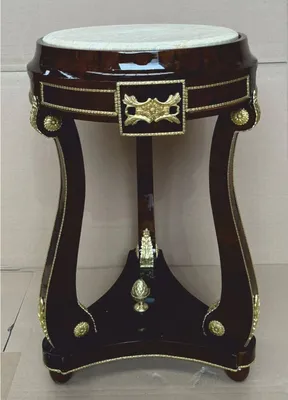 Produktbild von Casa Padrino Barock Beistelltisch mit Marmorplatte Dunkelbraun / Gold / Grau H. 73 cm