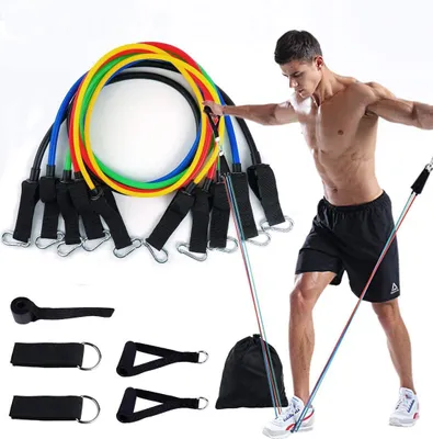 Produktbild von 11 Stk. Widerstandsbänder Gymnastikband Fitnessbänder Expander Set Yoga