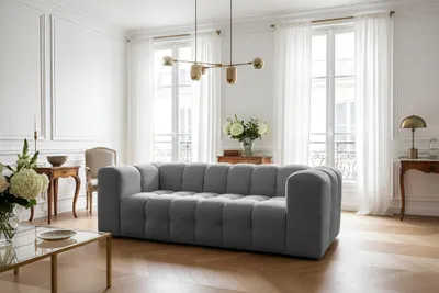 Produktbild von Sofa Designersofa SOLVIE 3-Sitzer in Stoff Tiffani Grau