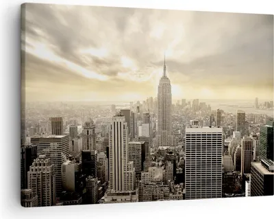 Produktbild von Bild auf Leinwand - Leinwandbild - Stadt Wolkenkratzer Manhattan New York - 70x50cm - Wand Bild - Wanddeko - Leinwanddruck - Bilder - Kunstdruck - Leinwand bilder - Wandkunst - AA70x50-2630