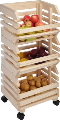 Produktbild von HI - Obsthorde mit Rollen Holz Stapelkiste Kartoffelkiste Gemüsekiste