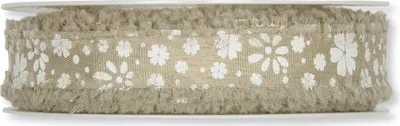Produktbild von Schleifenband (1m = 0,60EUR) Dekoband BLÜMCHEN, braun, L20mx18mm