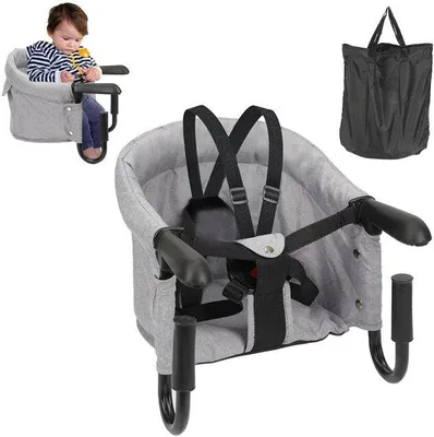 Produktbild von Baby-Esstischstuhl – Klappbar mit Sicherheitsgurt – Grau