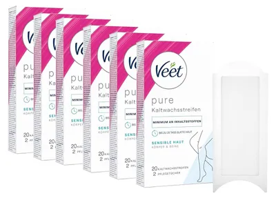 Produktbild von Veet Kaltwachsstreifen Beine sensible Haut 6 x 20 Stück