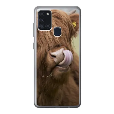 Produktbild von MuchoWow® Handyhülle Schutzhülle Hülle für Samsung Galaxy A21s Schottischer Highlander - Braun - Tiere Silikon Softcase Handy Hülle - Hartschale