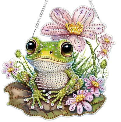 Immagine prodotto di Ciondolo "Diamond Painting" a forma di rana, kit per creare decorazioni, ideale per bambini e adulti
