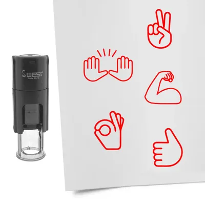 Obrázok produktu pre Sada pečiatok CombiCraft ručičky emojis červená s 5 pečiatkami