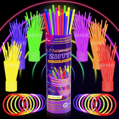 Productafbeelding van Knicklichten - Partyset - 7 leuke kleuren - 100 lichtstaafjes met 100 connectoren voor armbanden - Decoratie - Bruiloft