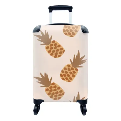 Produktbild von MuchoWow® Koffer Handgepäck Trolley Rollkoffer Kleine Reisekoffer mit 4 Rollen - Sommer - Ananas - Muster - Cabin Size < 55x40x23 cm & 55x40x20 cm - Fotokoffer - Kabinenkoffer - Boardgepäck - Reise-Box - Reisekoffer - Reisegepäck - Koffer mit Bild - Trolley für Kinder