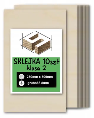 Zdjęcie produktu dla 10x Sklejka brzozowa 250 × 500 × 8 mm, klasa 2/2 - laser, CNC, grawerowanie, modelarstwo i DIY