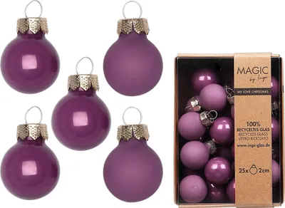 Weihnachtskugeln Glas 2cm 25 Stück - Wild Mauve