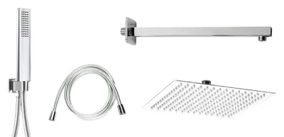 Produktbild von Duschset komplett eckiges Design Edelstahl
