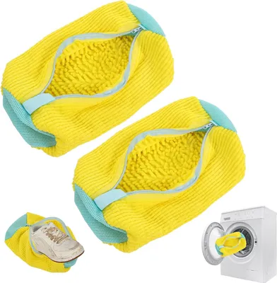 Produktbild von 2X Schuhwaschbeutel, Wäschebeutel, Schuh-Wäschebeutel, Wäschenetz für Schuhe mit Reißverschluss für Waschmaschine, Gelb