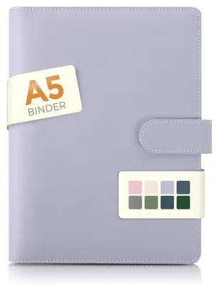 Produktbild von A5 Ringbuch Nachfüllbar Kunstleder Violett mit Kartenfächern und Stifthalter