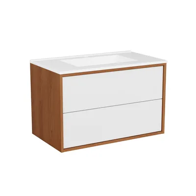 Obrázek produktu pro Umyvadlo s podstavcem ERIN se 2 velkými zásuvkami, matná bílá, 80x50x46 cm, koupelnový nábytek, koupelna