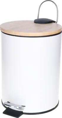 Produktbild von Tendance Badezimmereimer/Abfalleimer Bamboo vibe - soft close - weis - 3 Liter - Metall