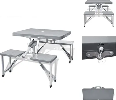 Produktbild von Klappbares Campingtisch-Set Aluminium mit 4 Stühlen extra leicht grau -  Campingmöbel