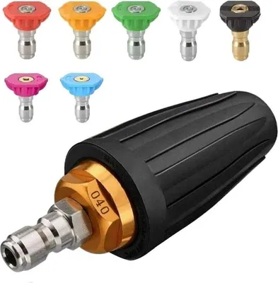 Obrázek produktu pro Vysokotlaká tryska, rotační tryska a 7 nástavců, 1/4" rychlospojka, 4000 psi, černá, (406689), sada trysek pro vysokotlaké čističe, rotační vysokotlaká tryska