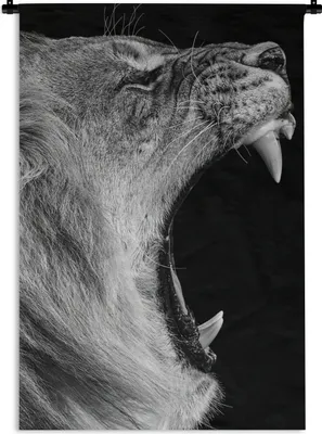 Produktbild von MuchoWow® Wandteppich Wandbehang Tiere - Löwe - Schwarz - Weiß - Porträt 90x135 cm Tapisserie Dekoration Wandtuch - Baumwolle - Wandskulptur