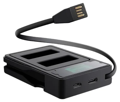 Produktbild von Ladestation für GoPro Hero 9 Batterie Schwarz + LCD Battery Charger Dock Station