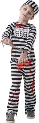 Immagine prodotto di Bristol Novelty - Costume da "galeotto" - Bambini BN4381 (140) (nero/bianco/rosso)