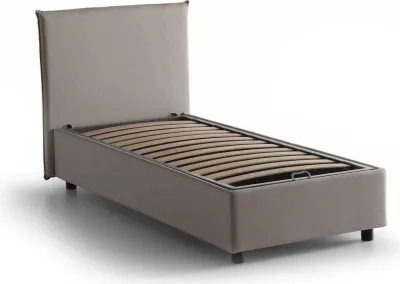 Produktbild von Einzelbett Dbasell, Containerbett mit Stoffbespannung, 100%  Italy, Frontöffnung, passend für Matratze Cm 90x200, Turteltaube