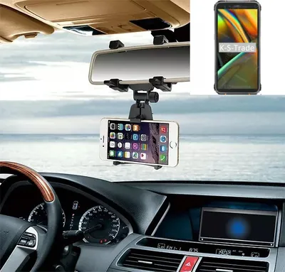 Produktbild von K-S-Trade Smartphone Halterung kompatibel mit Blackview BV5100 Rückspiegel Halterung schwarz Auto Halterung KFZ Halter