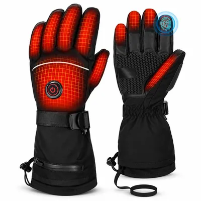 Produktbild von Beheizbare Handschuhe mit 2×6000mAh Akku, 3 Heizstufen, Touchscreen, wasserdicht & winddicht, Thermohandschuhe für Winter, Skifahren & Outdoor,L