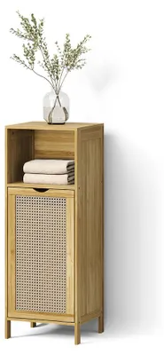 Image de Armoire de salle de bain Livinity Mincio Bambou 36x98cm avec panier à linge, Model 62501