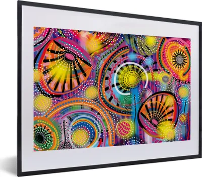 Produktbild von MuchoWow® MuchoWow® Gerahmtes Poster Formen - Kunst - Muster - Psychedelisch 40x30 cm - Poster mit zchwarzem Bilderrahmen - Bilderrahmen - Poster im Rahmen