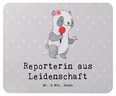 Produktbild von Mr. & Mrs. Panda Mauspad Reporterin Leidenschaft - Grau Pastell - Geschenk, Mouse Pad, mousematte, Mousepad, laptop, computer