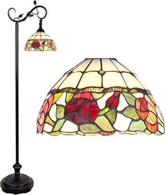 Obrázok produktu pre Stojacia lampa Clayre & Eef Tiffany 40x27x152 cm hnedé sklenené kvety