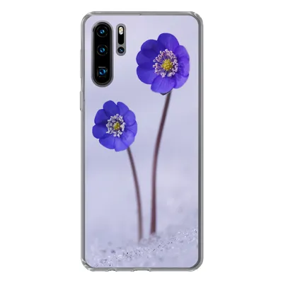 Produktbild von MuchoWow® Handyhülle Schutzhülle Hülle für Huawei P30 Pro Blumen - Schnee - Lila Silikon Softcase Handy Hülle - Schutzdeckel