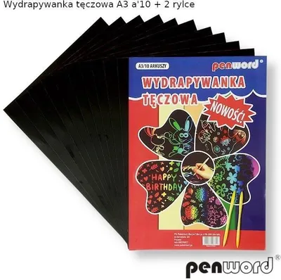 Produktbild von Regenbogen-Kratzblock A3 10 Blatt + 2 Stifte