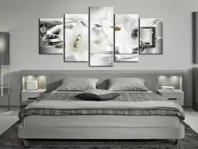 Immagine prodotto di Quadro acustico Fiori astratti 200x100 cm Immagini Schiuma acustica Fonoassorbente ad alte prestazioni Isolamento acustico Tela 5 pezzi Murale Acustica ambientale Isolamento acustico b-A-0158-b-p