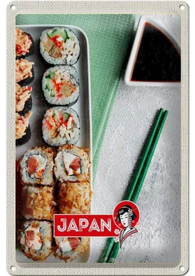 Produktbild von Blechschild Reise 20x30cm Japan Asien Sushi Fisch Thunfisch Soße