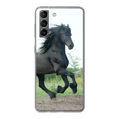 Produktbild von MuchoWow® Handyhülle Schutzhülle Hülle für Samsung Galaxy S21 Pferd - Schwarz - Natur Silikon Softcase Handy Hülle - Softcase